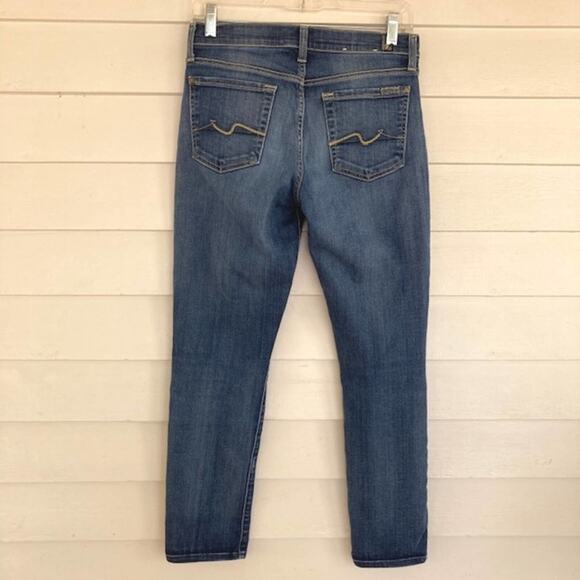 7 For All Mankind Josefina Boyfriend Button-Fly Jean Straight Distressed 25 - Picture 3 of 6